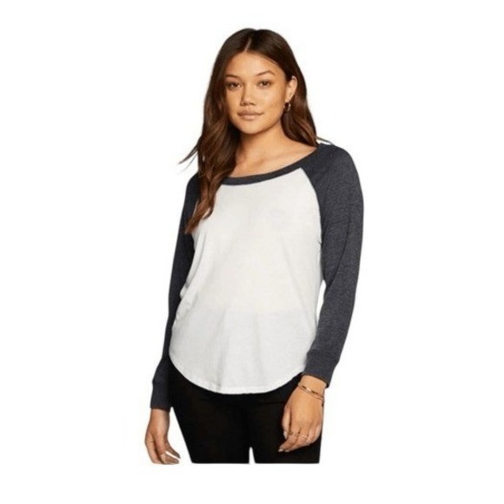 Chaser Tri Blend Raglan Jersey Baseball Tee Gray Cotton Knit Long‎ Sleeve S